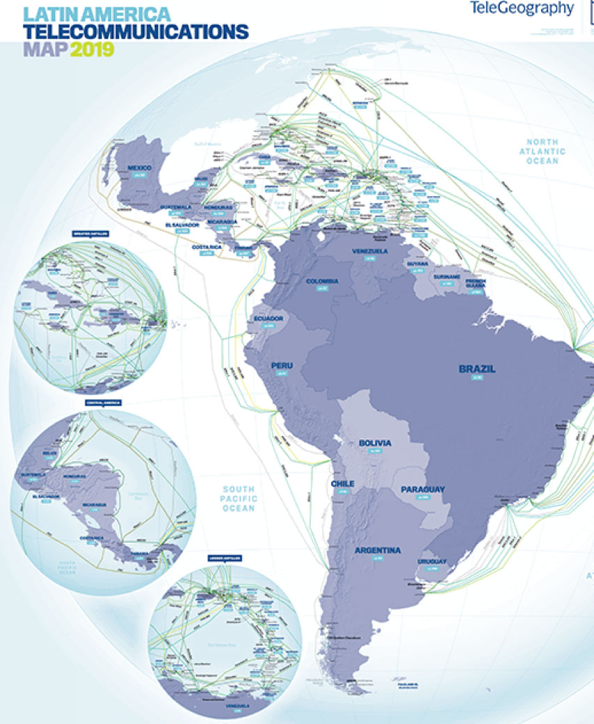 Latin America Telecommunications Map 2019